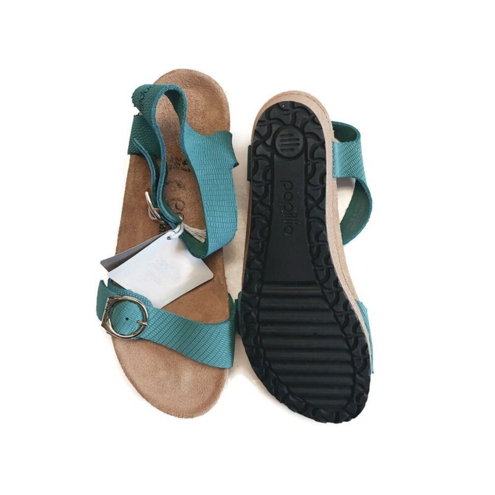 Papillio By Birkenstock Soley Leather Wedge Sandals Sz 10 Biscay Bay NARROW Fit - Picture 8 of 9